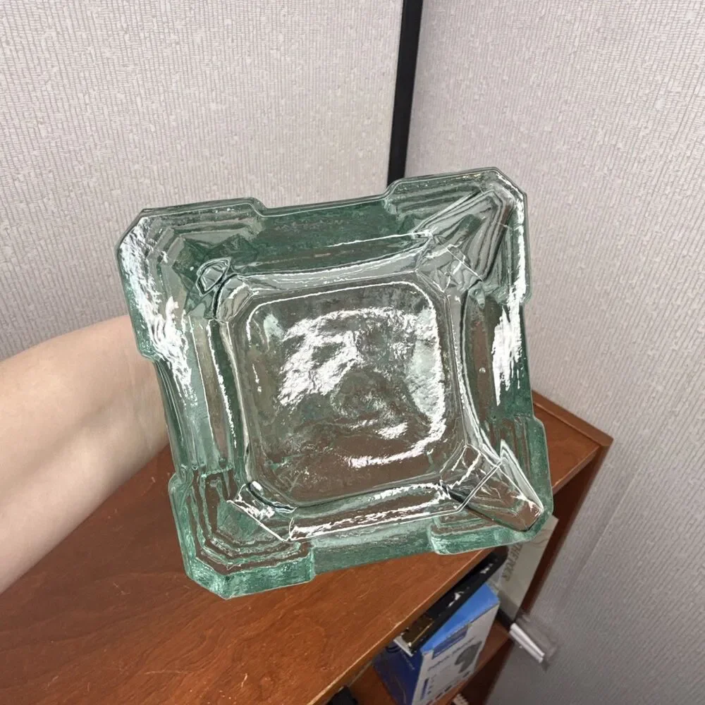 Vintage Mid Century Green Glass Eiffel Tower Bottle Decanter Barware France 13.5